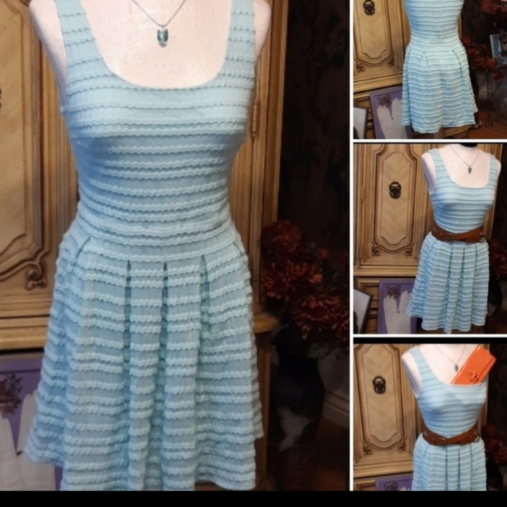 GUESS Womens Light Blue Knit dress Summer Spring Halter style